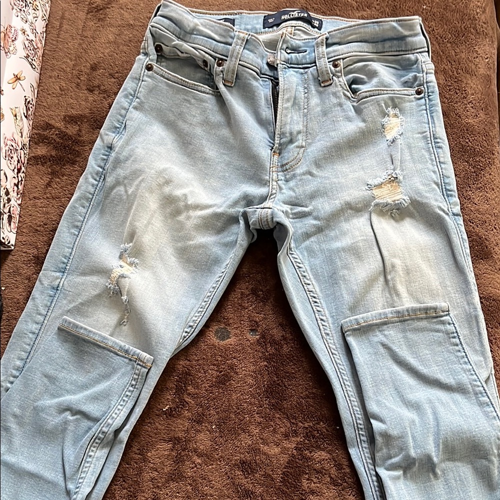 Men's Light Blue Distressed Jeans